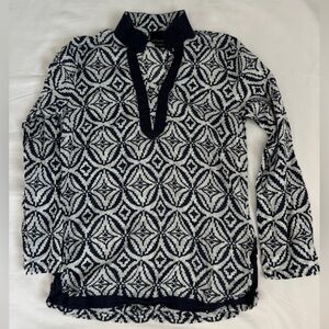 Cynthia Rowley 100% Cotton Beach Swim Cover Top Blue & White Design Size S